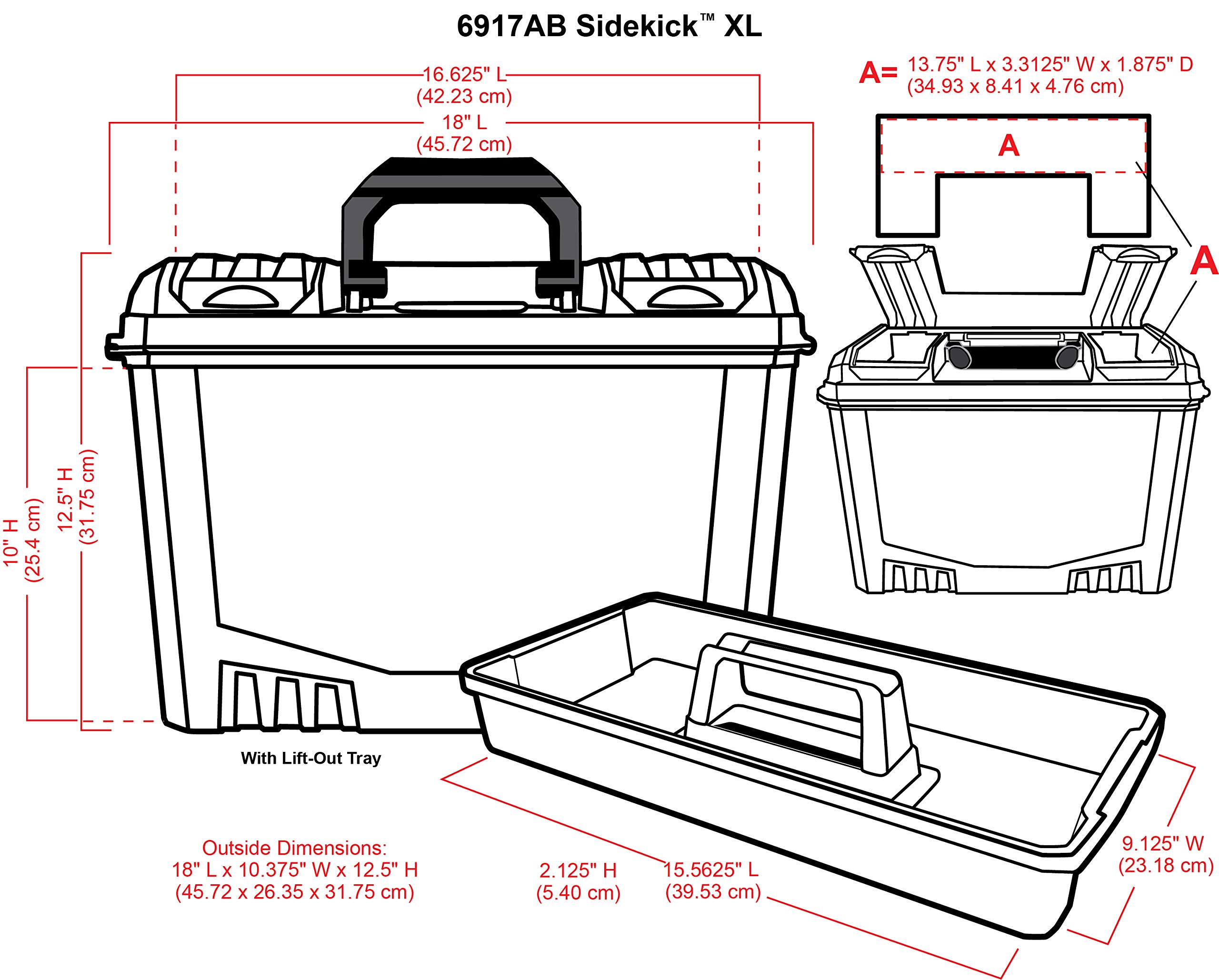 ArtBin 6917AB Sidekick XL Carrying Case, Portable Art & Craft Organizer with Handle, [1] Plastic Storage Case, Black