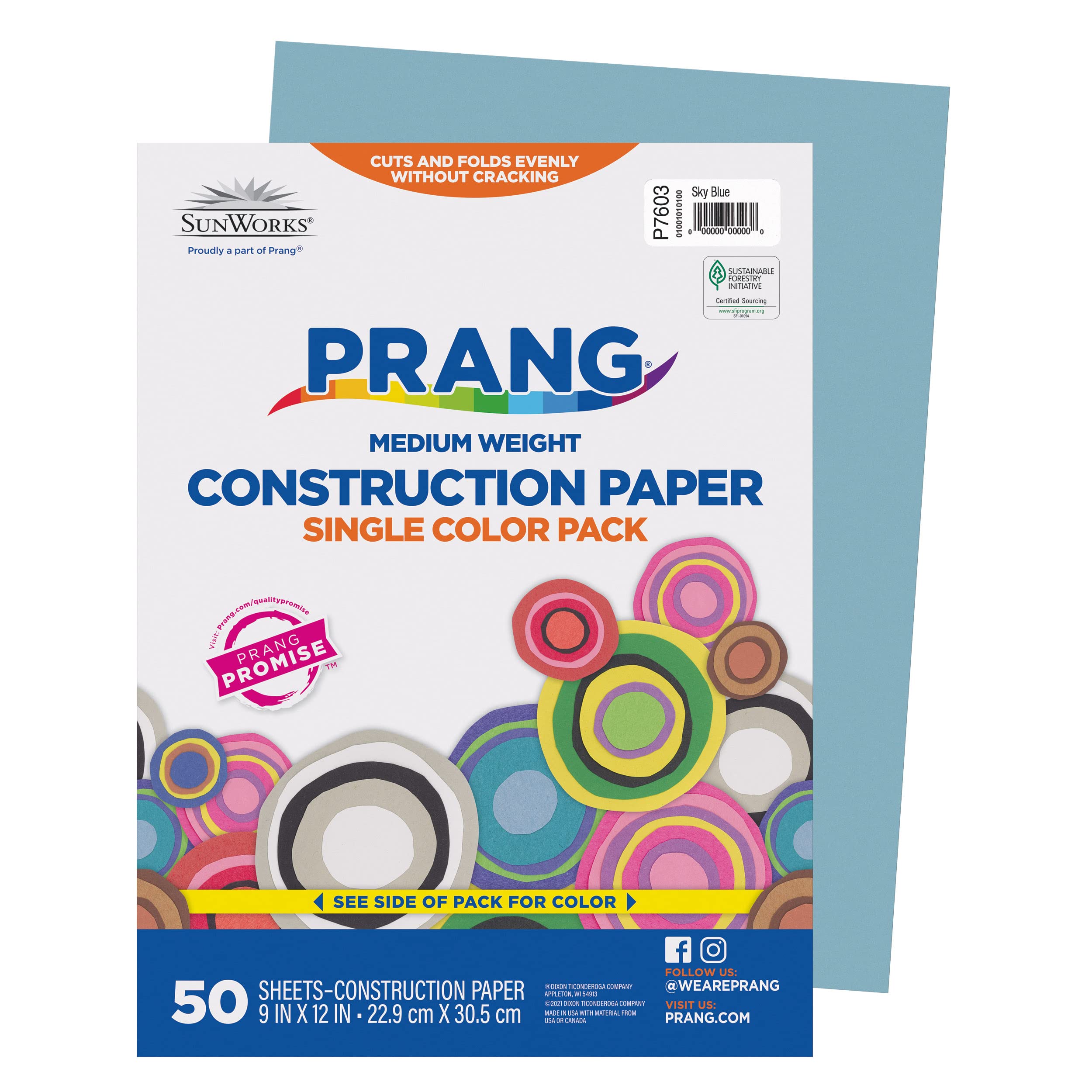 Prang (Formerly SunWorks) Construction Paper, Sky Blue, 9" x 12", 50 Sheets