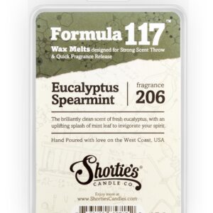 Shortie's Candle Company Eucalyptus Spearmint Wax Melts - Formula 117-1 Highly Scented 3 Oz. Bar - Made with Essential & Natural Oils - Fresh & Clean Air Freshener Cubes Collection