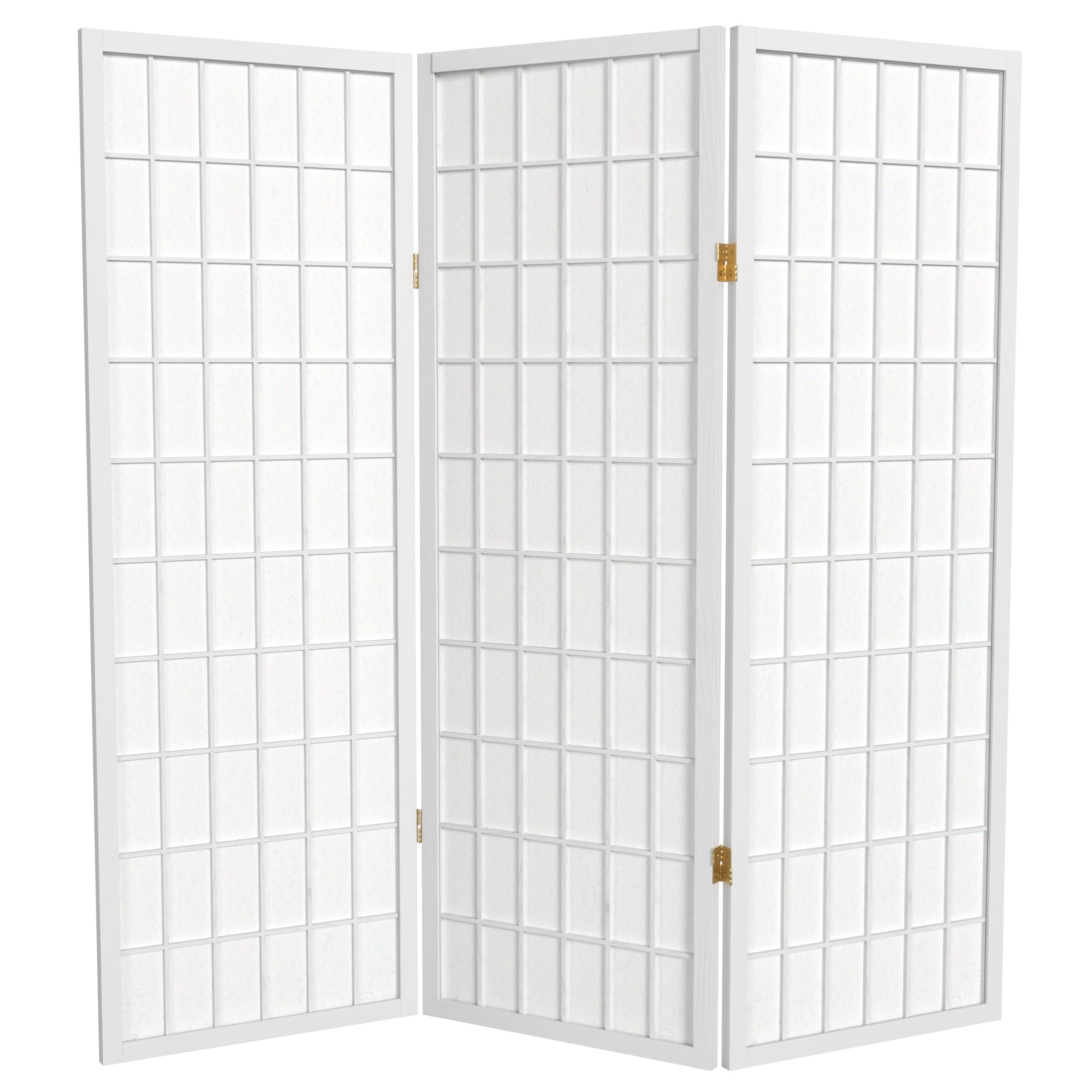 4 ft. Short Window Pane Shoji Screen - White - 3 Panels