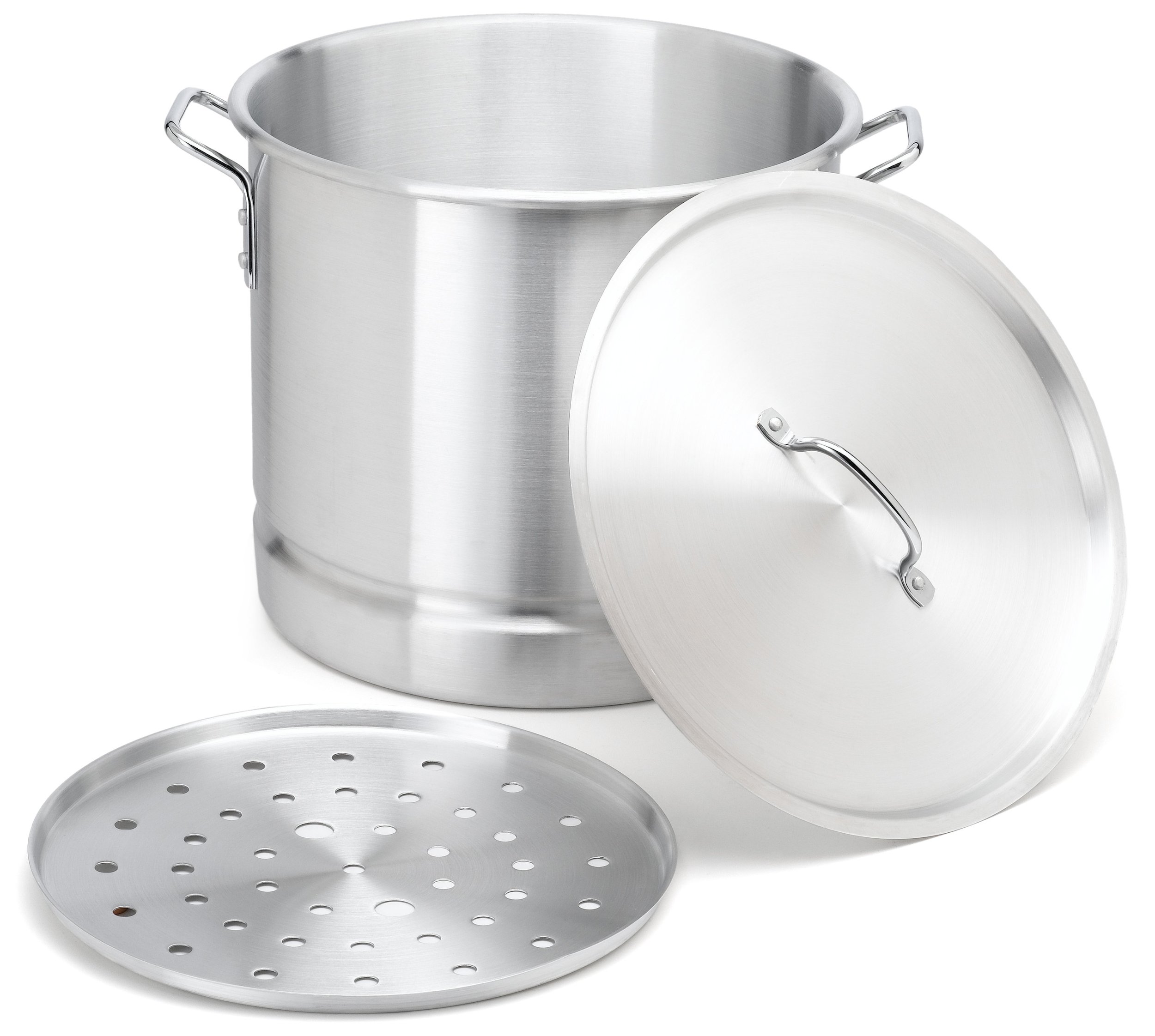 IMUSA USA Aluminum Tamale and Steamer Pot 32-Quart, Silver