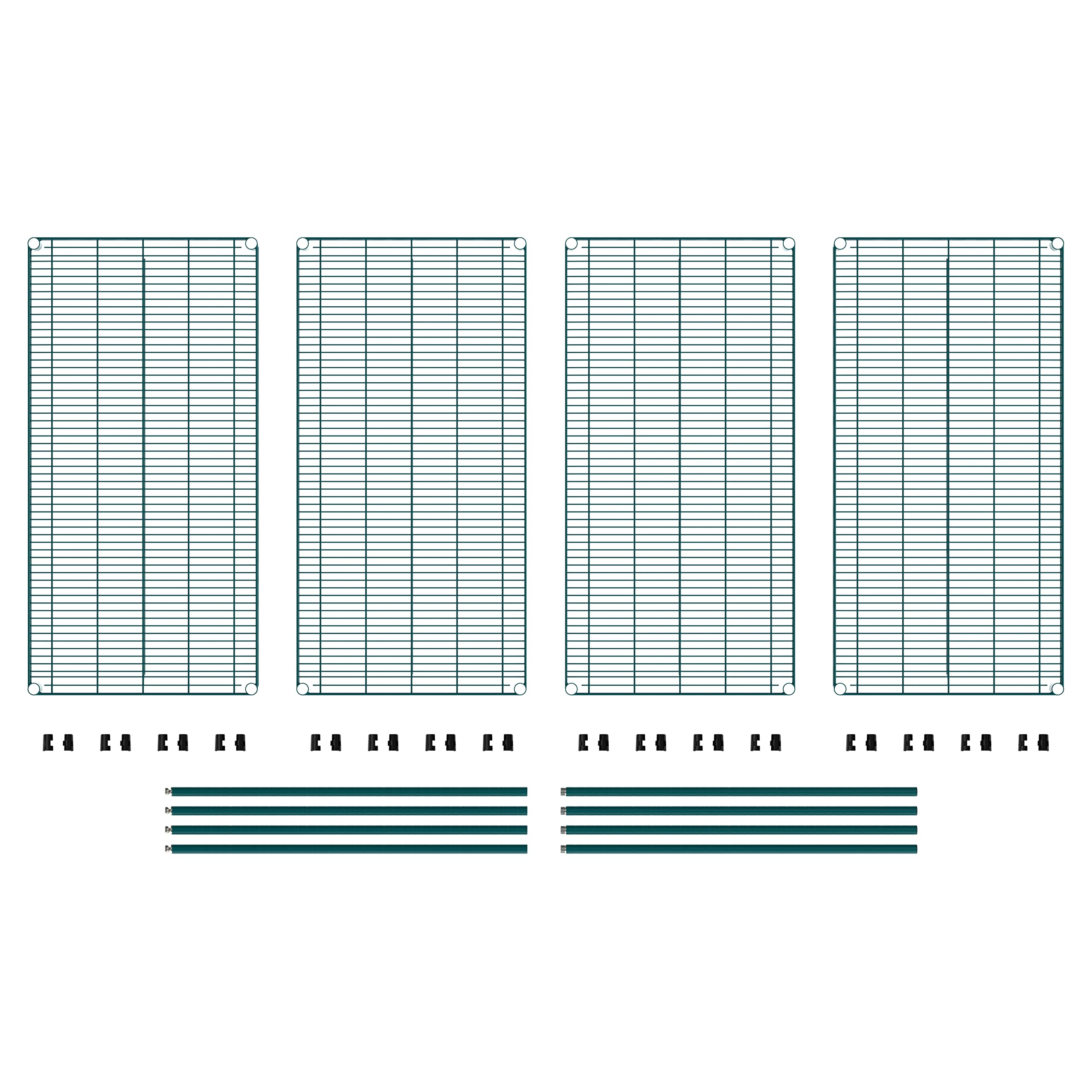 METRO Super Erecta Metroseal Green Epoxy Shelving Unit - Industrial Wire Shelving for Restaurants, Kitchens, Walk-in Coolers/Freezers with Microban - 4 Tier, 2000 lbs Capacity, 24” W x 48” L x 74” H