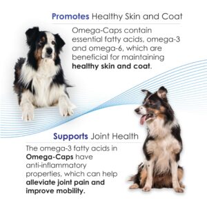 Omega-Caps for Medium Breeds-Vet Formulated for Joint & Heart Health, Healthy Radiant Skin & Coat, Reduces Shedding. Contains Omega 3 for Immune System Support, Easy to Dose Soft Gel Capsules 180 CT