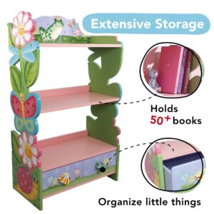 Fantasy Fields Magic Garden Multi-Tiered Wooden Children's Bookshelf and Storage Drawers, Multicolor