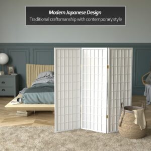 4 ft. Short Window Pane Shoji Screen - White - 3 Panels