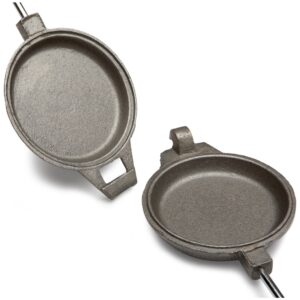 Rome's Round Jaffle Iron with Steel and Wood Detachable Handles