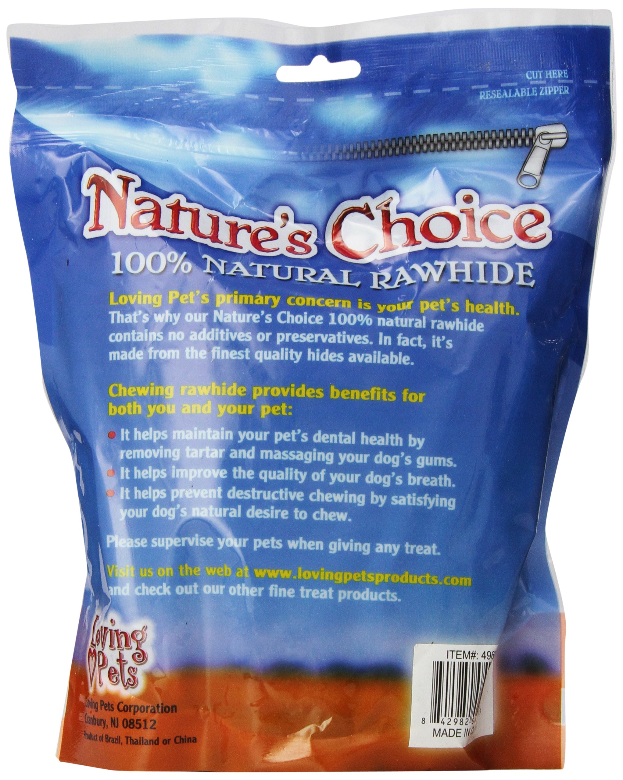 Loving Pets Nature's Choice 100-Percent Natural Rawhide Munchy Sticks Value Pack Dog Treat, 5-Inches, 100/Pack (Assorted Colors)