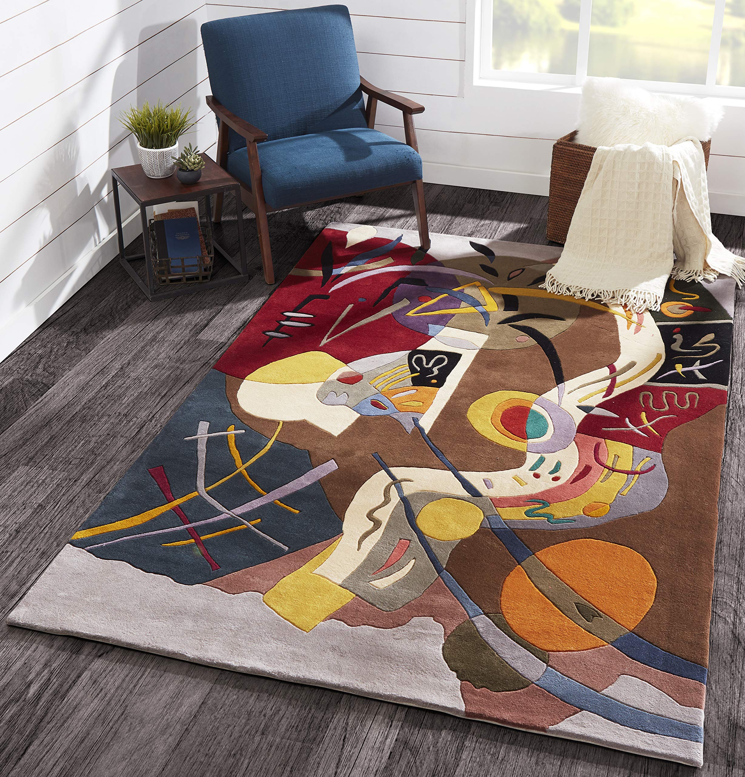 Momeni Rugs New Wave Collection, 100% Wool Hand Carved & Tufted Contemporary Area Rug, 5'3" x 8', Multicolor