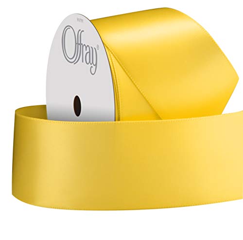 Berwick Offray 069684 1.5" Wide Single Face Satin Ribbon for Decoration and Crafts, 4-Yard Spool, Lemon Yellow