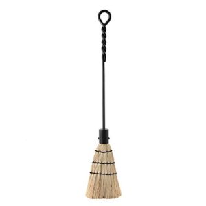 minuteman international rope handle single brush fireplace tool, standard, black