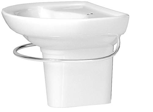 American Standard 0268.144.020 Ravenna Wall-Mount Pedestal Sink with Center Hole, White