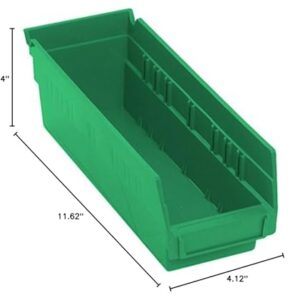 Quantum Storage Systems QSB101GN 36-Pack 4" Hanging Plastic Shelf Bin Storage Containers, 11-5/8" x 4-1/8" x 4" , Green