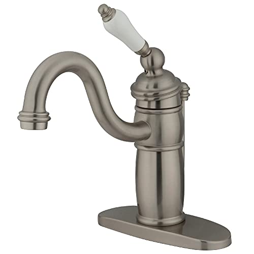 Kingston Brass KB1408PL Victorian Mono Block Lavatory Faucet, Brushed Nickel