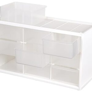 ArtBin 6809PC Store In Drawer Cabinet Sewing & Craft Organization, Plastic Storage Unit with 9 Drawers, White with Clear Drawers