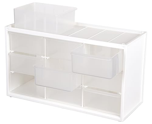 ArtBin 6809PC Store In Drawer Cabinet Sewing & Craft Organization, Plastic Storage Unit with 9 Drawers, White with Clear Drawers