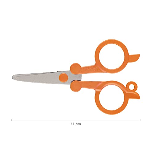 Fiskars 6411501951236 Foldable Scissors, Length: 11 cm, for Right-and Left-Handed Users, Stainless Steel Blade/Plastic Handles, one, Orange