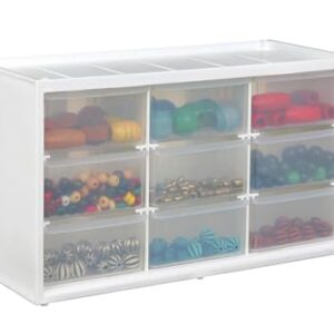 ArtBin 6809PC Store In Drawer Cabinet Sewing & Craft Organization, Plastic Storage Unit with 9 Drawers, White with Clear Drawers