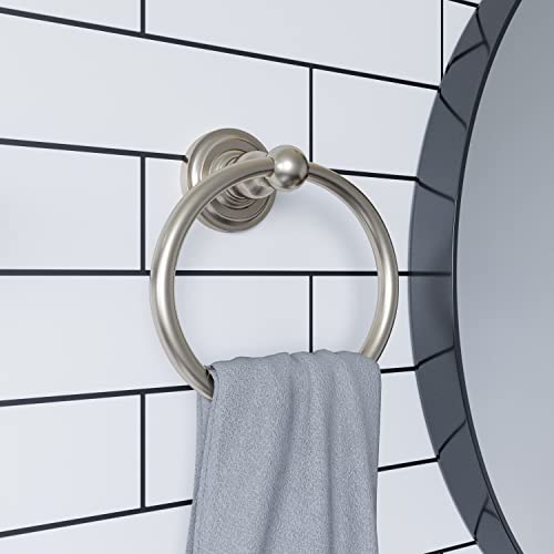 Design House 538355 Calisto Bathroom Accessory Wall Mounted Towel Ring, Satin Nickel Finish, One Size