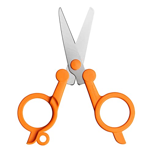 Fiskars 6411501951236 Foldable Scissors, Length: 11 cm, for Right-and Left-Handed Users, Stainless Steel Blade/Plastic Handles, one, Orange