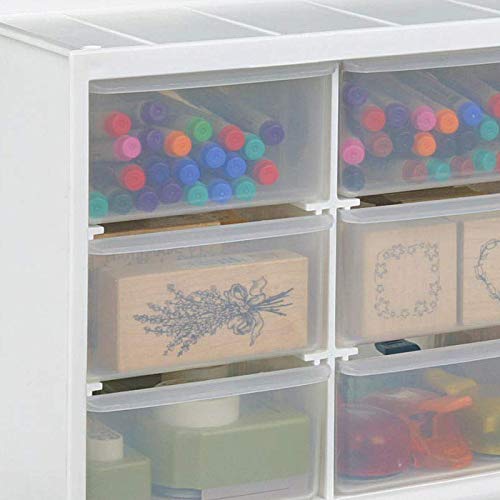 ArtBin 6809PC Store In Drawer Cabinet Sewing & Craft Organization, Plastic Storage Unit with 9 Drawers, White with Clear Drawers