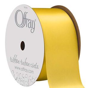 berwick offray 069684 1.5" wide single face satin ribbon for decoration and crafts, 4-yard spool, lemon yellow