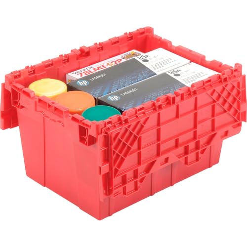 Global Industrial Red Distribution Container With Hinged Lid 21-7/8x15-1/4x12-7/8