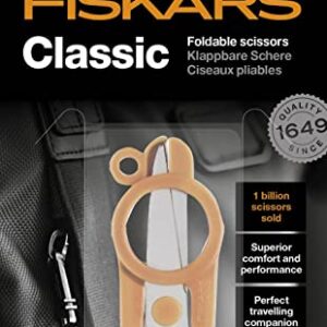 Fiskars 6411501951236 Foldable Scissors, Length: 11 cm, for Right-and Left-Handed Users, Stainless Steel Blade/Plastic Handles, one, Orange