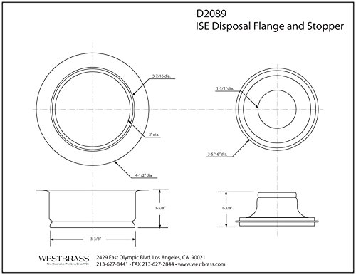 Westbrass D2089-50 3-Bolt mount Waste Disposal Flange & Stopper, Powder Coat White,1-Pack