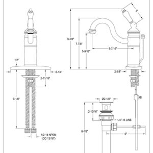 Kingston Brass KB1408PL Victorian Mono Block Lavatory Faucet, Brushed Nickel