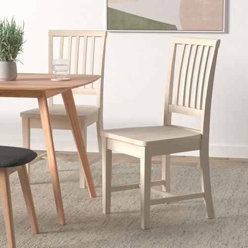 Set of 2 Mission Side Chairs 39.2"H, Solid Parawood Kitchen Dining Furniture, Stylish Comfortable Chairs for Dining Room, Paint or Stain to Match Your Decor, Unfinished