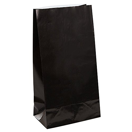 Black Magic Paper Party Bags - 10" x 5" (12 Pack) - Elegant & Eco-Friendly Design - Perfect for Any Occasion