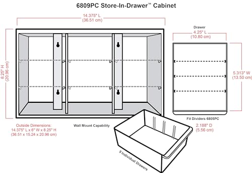 ArtBin 6809PC Store In Drawer Cabinet Sewing & Craft Organization, Plastic Storage Unit with 9 Drawers, White with Clear Drawers