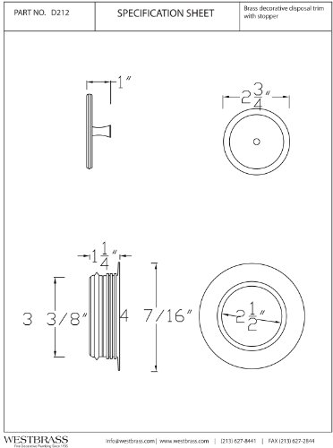 Westbrass D212-07 Universal Replacement Kitchen Sink Waste Disposal Trim Set, 1-Pack, Satin Nickel