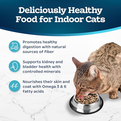 Blue Buffalo Tastefuls Adult Dry Cat Food Indoor Cat Formula, Made in the USA with Natural Ingredients, Chicken & Brown Rice Recipe, 3-lb. Bag