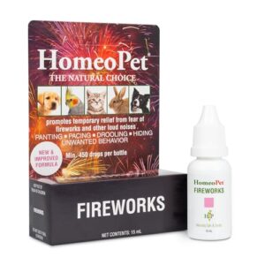 homeopet fireworks, safe and natural loud-noise anxiety relief for dogs, cats, and other small animals, calming care, 15 milliliters