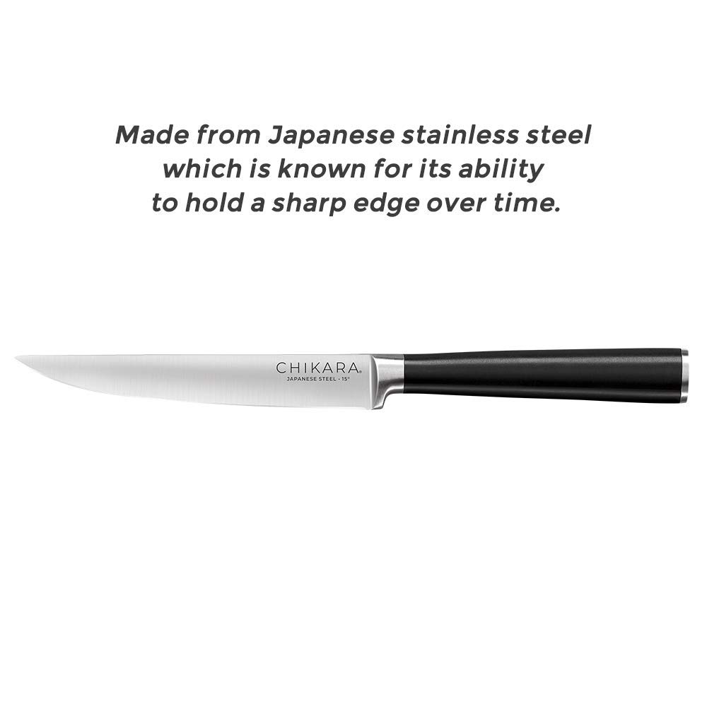 GINSU Chikara Series 4-Piece Forged 4.5" Steak Knife Set - Premium 420J Stainless Steel Kitchen Knife