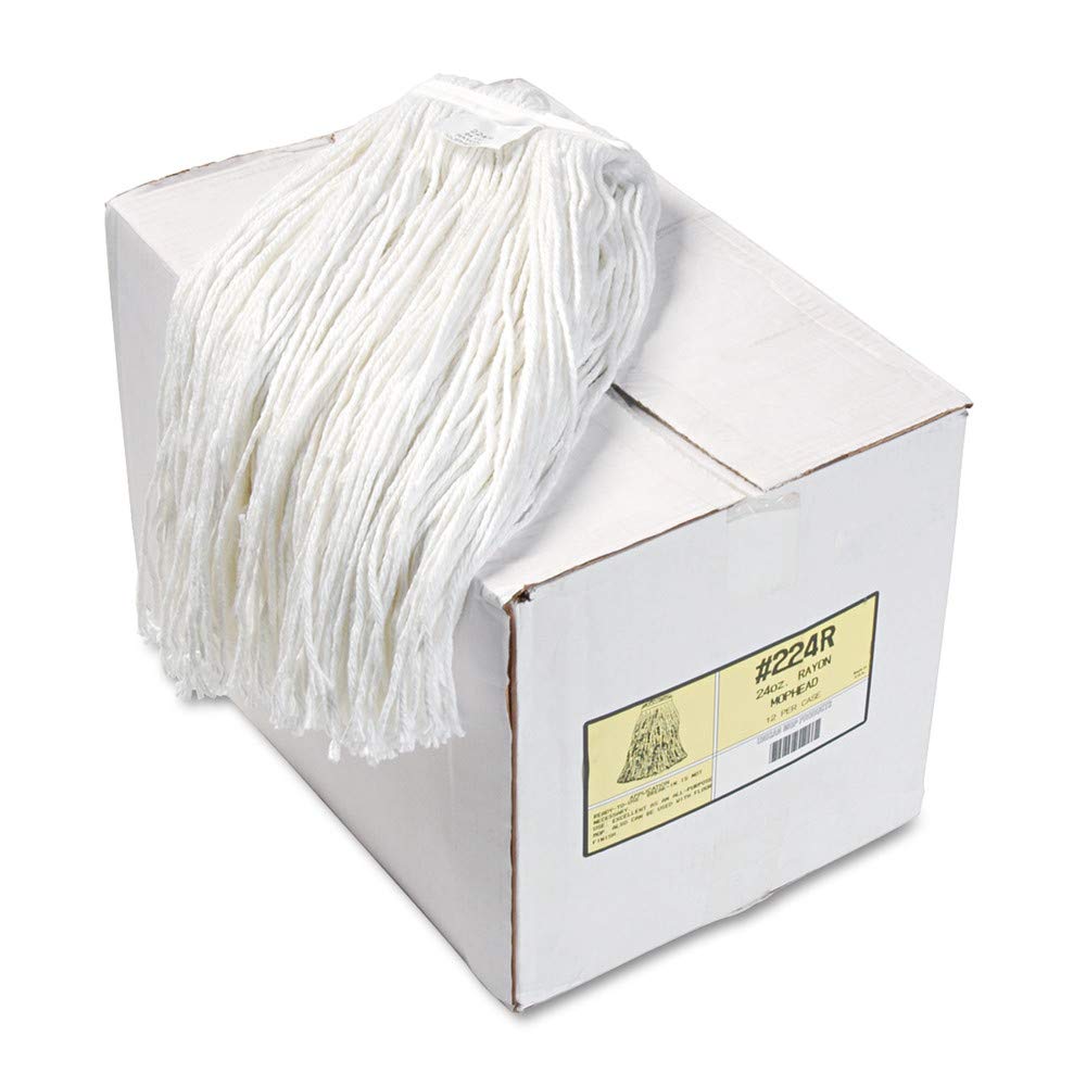 Boardwalk BWK224RCT 24 oz. Premium Cut-End Rayon Wet Mop Heads - White (12/Carton)