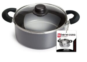 bene casa3-quart nonstick dutch oven aluminum, ventd glass lid, stay-cool handles, dishwasher safe, perfect for simmering and slow cooking