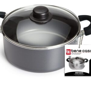 Bene Casa3-Quart Nonstick Dutch Oven Aluminum, Ventd Glass Lid, Stay-Cool Handles, Dishwasher Safe, Perfect for Simmering and Slow Cooking