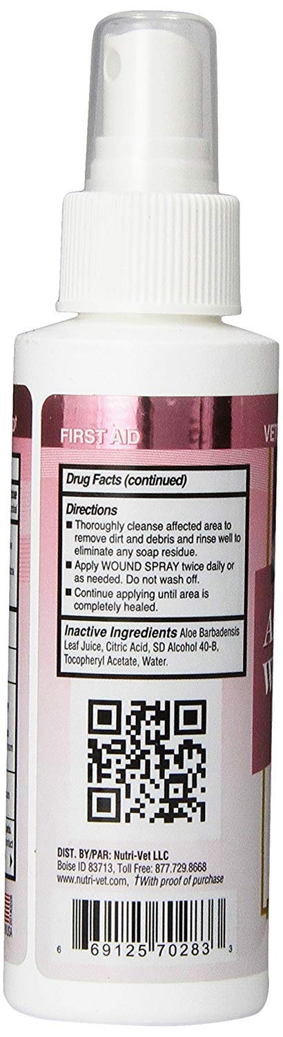 Nutri-Vet Antimicrobial Wound Spray for Cats - Formulated to Sooth Skin with Aloe and Vitamin E - Helps Promote Healing and Reduce Pain - 4 oz