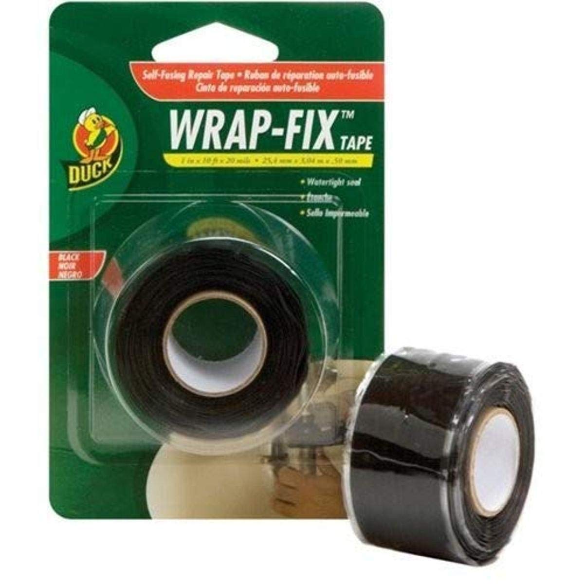 Duck Brand Wrap-Fix Repair Tape, 1-Inch by 10 Feet, Single Roll, Black (442055)