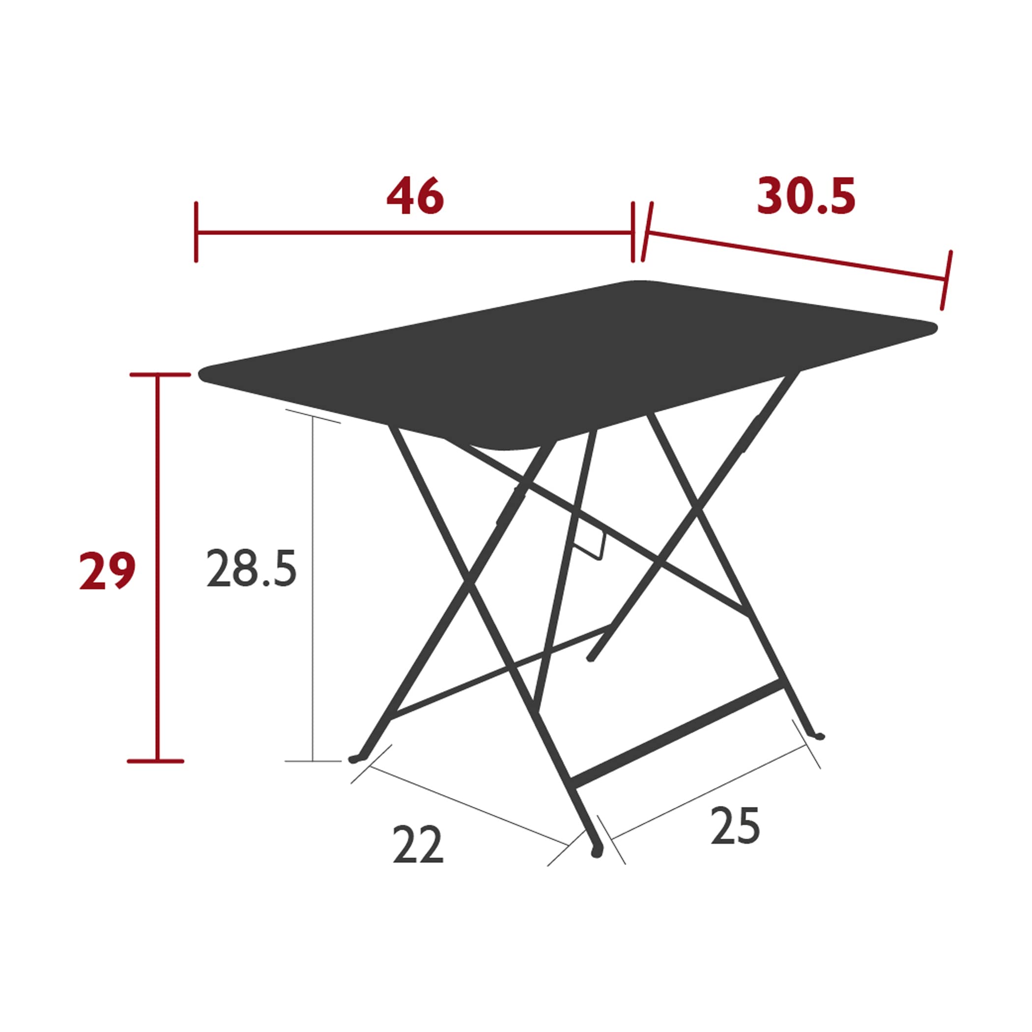 Fermob Bistro Rectangle Foldable Table 46" x 30" - Cotton