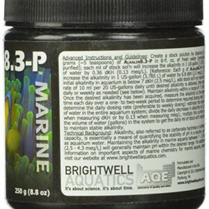 Brightwell Aquatics Alkalin8.3-P - Alkaline KH Buffer Powder for All Marine and Reef Aquariums, 250-g