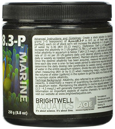 Brightwell Aquatics Alkalin8.3-P - Alkaline KH Buffer Powder for All Marine and Reef Aquariums, 250-g