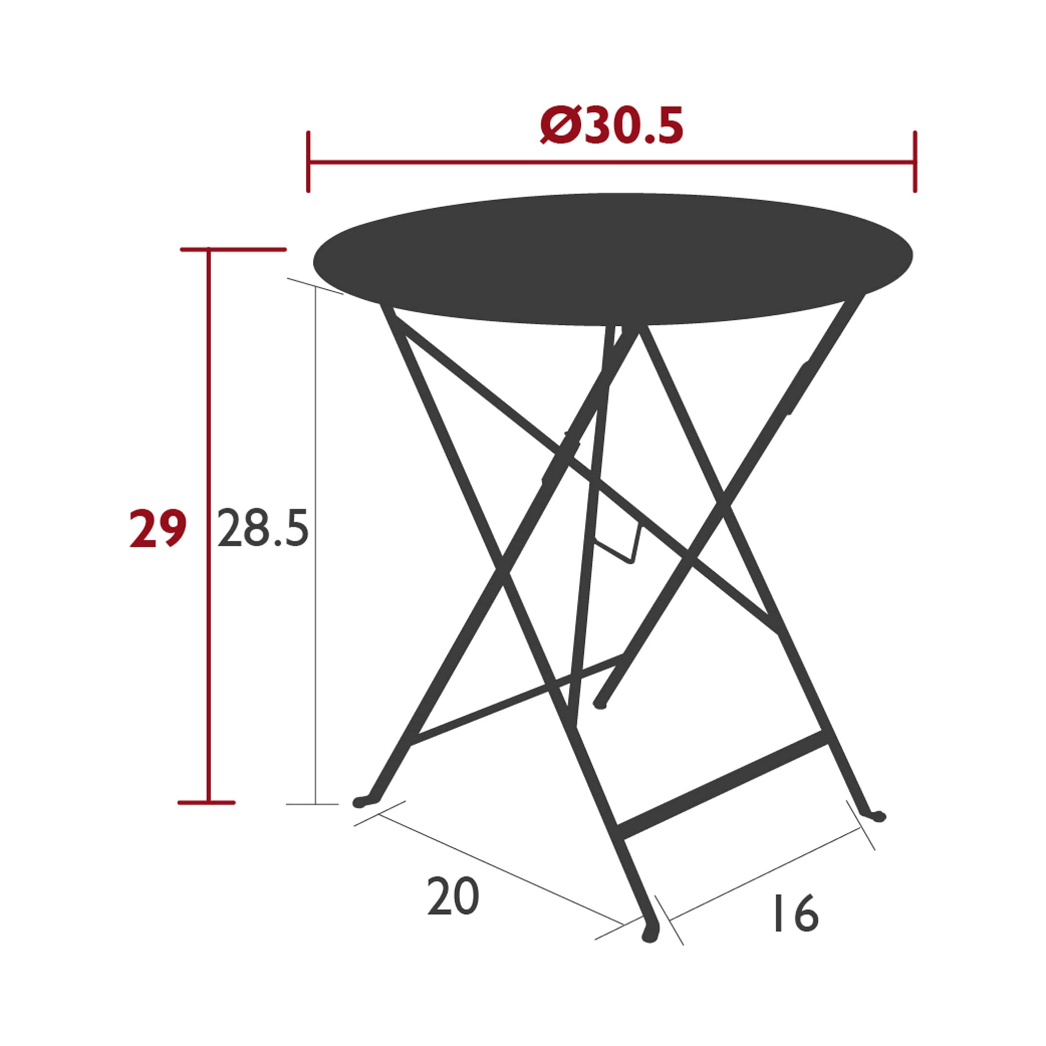 Fermob - Bistro 30" Round Table - Folding Table with Steel Top & Umbrella Hole - Outdoor Dinner & Drinks - Perfect for Patio & Garden - Cedar Green