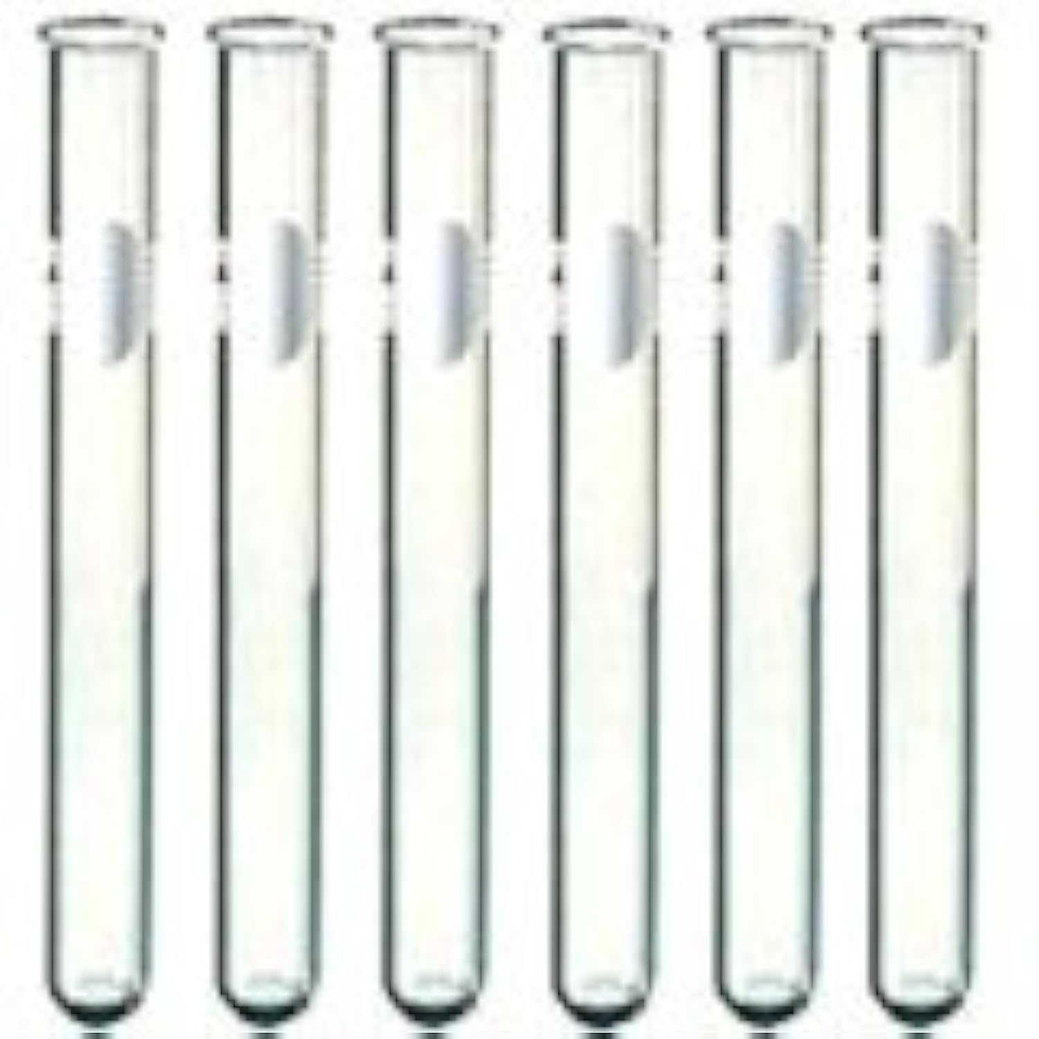 6 Pack - 20x150mm Pyrex Glass Test Tubes with Rim and Marking Spot