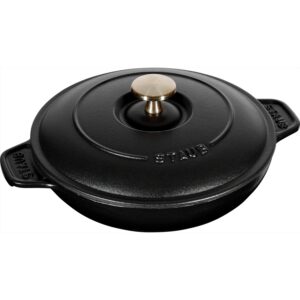 staub round cast iron hot plate w/ lid, 7" - black matte - 1332025