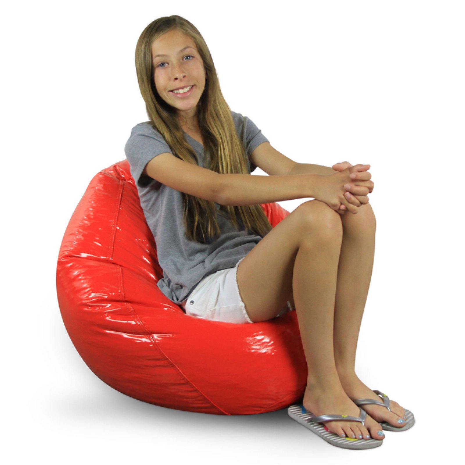 American Furniture Alliance Wet Look Vinyl Bean Bags, Jr Child, Lipstick