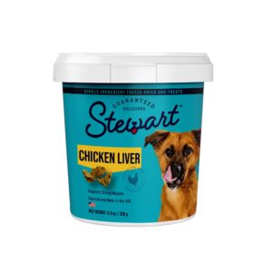 stewart single ingredient freeze dried raw dog treats, chicken liver, 11.5 ounce resealable tub, training treats or meal topper dogs, high protein, grain free, gluten free