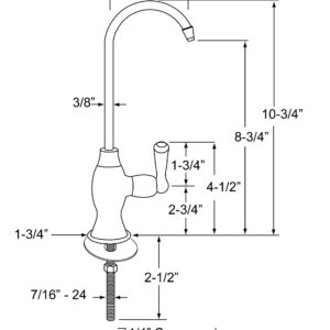 Westbrass D2033-NL-12 10" Classic 1-Lever Handle Cold Water Dispenser Faucet, 1-Pack, Oil Rubbed Bronze